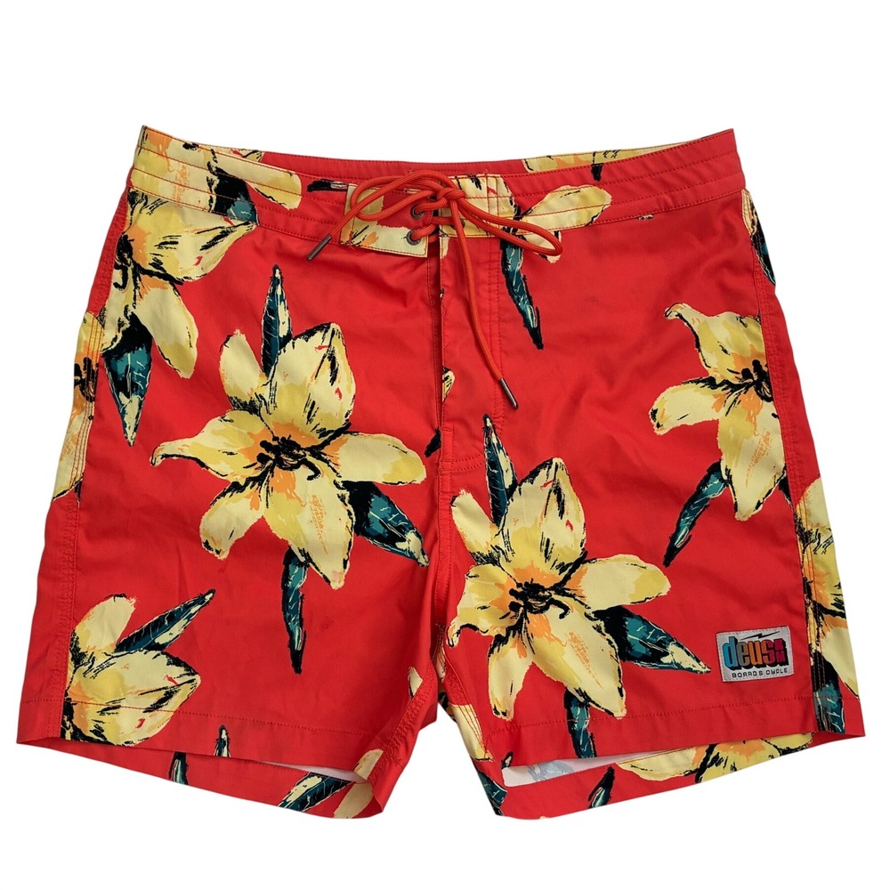 Deus Ex Machina Mens Red Floral Havana Board Shorts Size 30 DMP232207